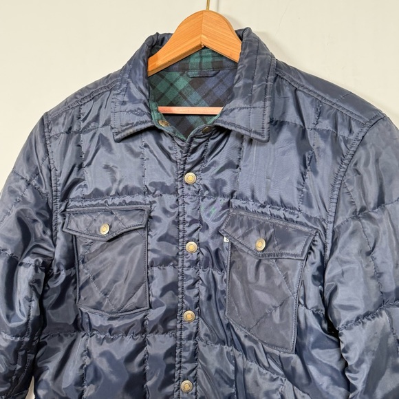 Levi's Dark Blue Quilted Shirt Jacket, Reversible to Plaid, Great Condition! - Picture 3 of 12